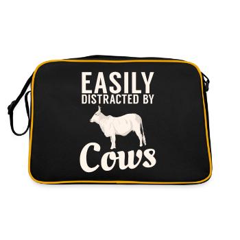 Cadeau vache Cadeau agriculteur Amoureux des vaches - Sac Retro - noir/or - Dos