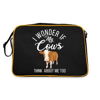 Cow Gift Cow Lover Farmer Gift - Sac Retro - noir/or - Dos