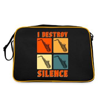 Saxophone I Destroy Silence Instrument Saxophoniste - Sac Retro - noir/or - Dos