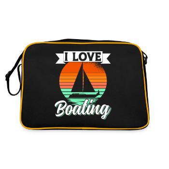 I love boating yacht ship boat sailboat - Retro Bag - black/gold - Back