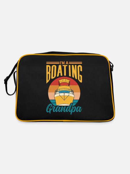 I am a boating grandpa boating boat - Retro Bag - black/gold - Back