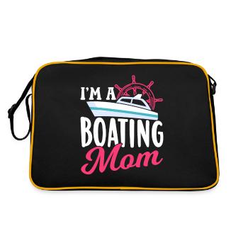 Ich Bin Eine Boot Fahrende Mutter Yacht Bootfahren - Retro Tasche - Schwarz/Gold - Hinten