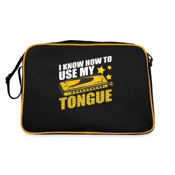 Harmonica I know how to use my tongue - Retro Bag - black/gold - Back