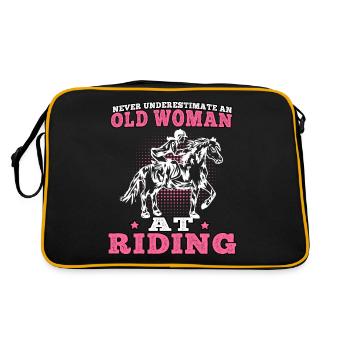 Old woman riding horse rider rider - Retro Bag - black/gold - Back