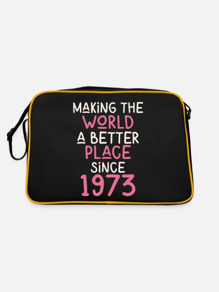 Making the World a better place since 1973 - Retro Tasche - Schwarz/Gold - Hinten