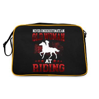Old woman riding horse rider rider - Retro Bag - black/gold - Back