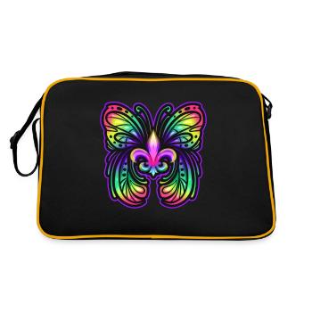 Rainbow Colourd Fleur De Lis Butterfly For Mardi - Retro Bag - black/gold - Back