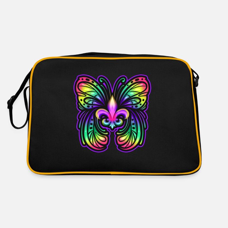 Rainbow Colourd Fleur De Lis Butterfly For Mardi Retro Bag