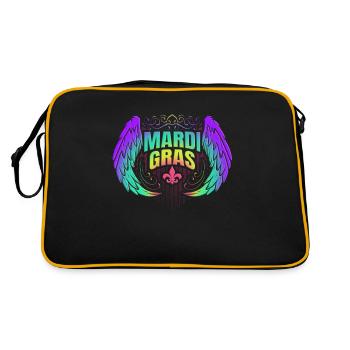 Rainbow Colored Angel Wing With Fleur De Lis For - Retro Bag - black/gold - Back