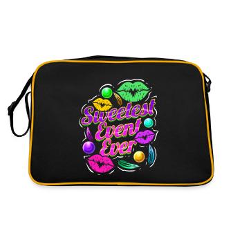 Logo Sweetest Event Ever, Kiss Mouth, Beads For - Sac Retro - noir/or - Dos