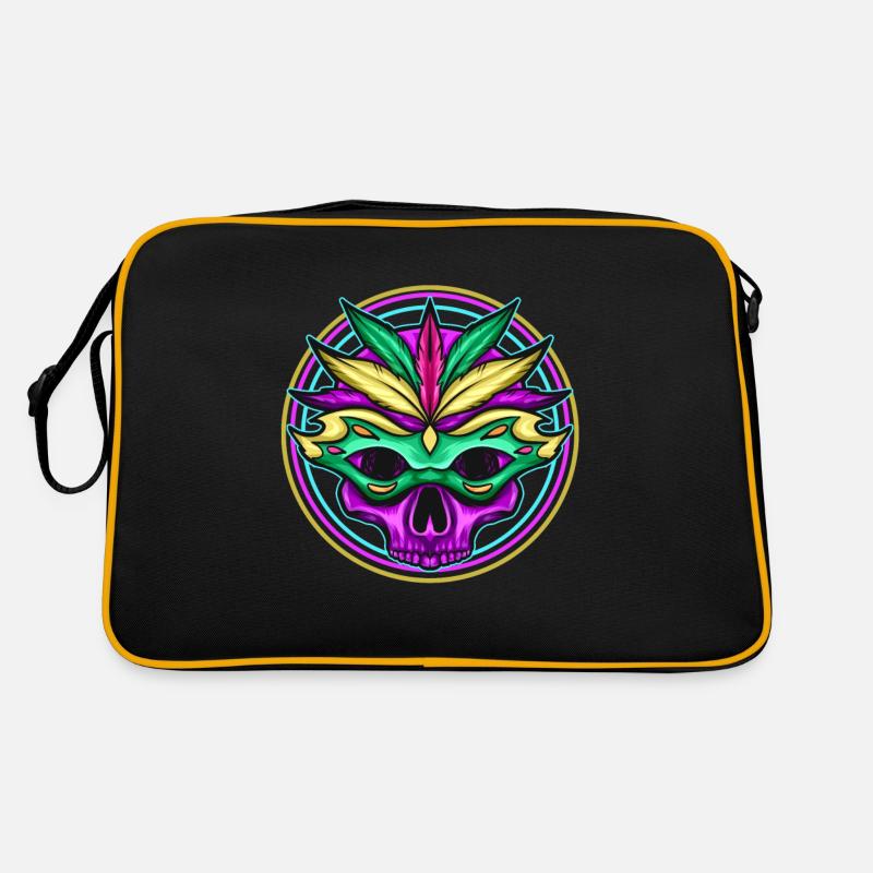Logo Crâne Violet Masqué pour Mardi Gras Sac Retro