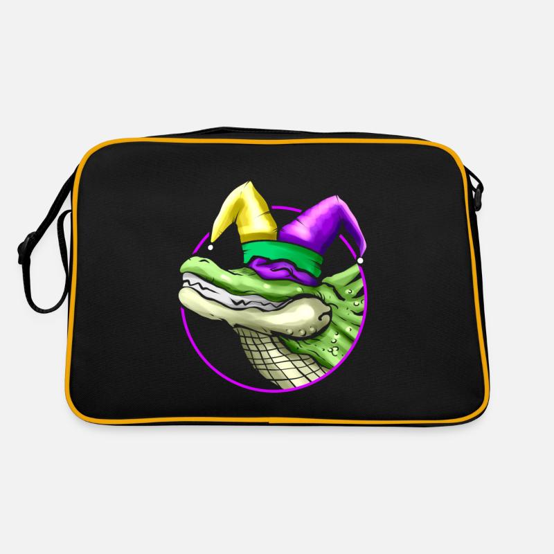 Crocodile with Jester Hat for Mardi Gras Retro Tasche