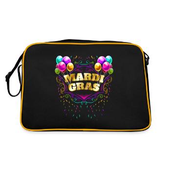 Ballons And Yellow Golden Lettering For Mardi Gras - Retro Bag - black/gold - Back