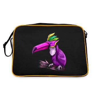 Purple Tucan With Mask For Mardi Gras - Retro Bag - black/gold - Back
