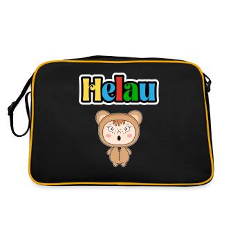 Süßes Karneval Tier, Meenz Helau, party - Retro Tasche - Schwarz/Gold - Hinten