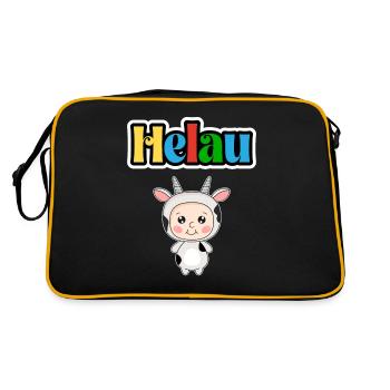 Süßes Karneval Tier, Meenz Helau, party - Retro Tasche - Schwarz/Gold - Hinten