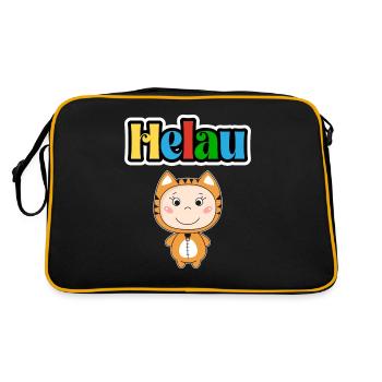 Süßes Karneval Tier, Meenz Helau, party - Retro Tasche - Schwarz/Gold - Hinten