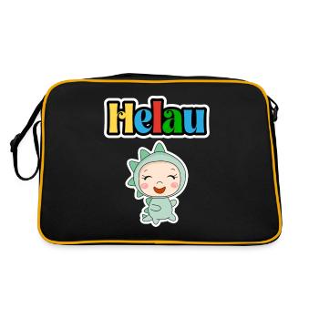 Süßes Karneval Tier, Meenz Helau, party - Retro Tasche - Schwarz/Gold - Hinten