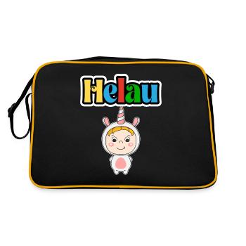 Süßes Karneval Tier, Meenz Helau, party - Retro Tasche - Schwarz/Gold - Hinten