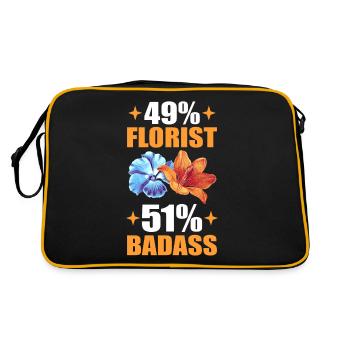 49% Florist 51% Badass Floristry Floral Flower - Retro Tasche - Schwarz/Gold - Hinten