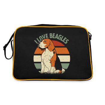 Ich Liebe Beagles Liebhaber Beagle Welpe Hund - Retro Tasche - Schwarz/Gold - Hinten