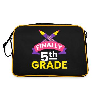Finally 5th grade fifth fifth grade school - Retro Bag - black/gold - Back