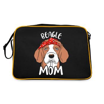 Beagle Mama Mädchen Hund Beagles Welpe Liebhaber - Retro Tasche - Schwarz/Gold - Hinten