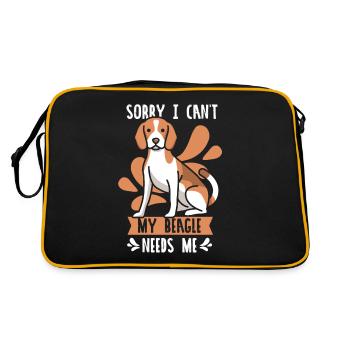 Kann Nicht Mein Beagle Braucht Mich Beagles Hund - Retro Tasche - Schwarz/Gold - Hinten