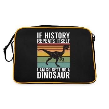 Dinosaur Gift Dino Lover Gift - Retro Bag - black/gold - Back