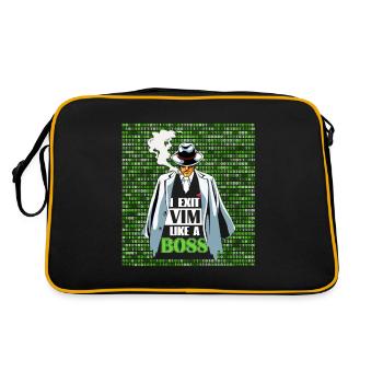I Exit VIM like a Boss for Linux Coder and Hacker - Retro Tasche - Schwarz/Gold - Hinten