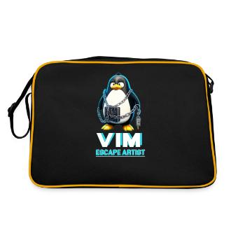 Funny for Linux Admins VIM Escape Artist Tux - Retro Tasche - Schwarz/Gold - Hinten
