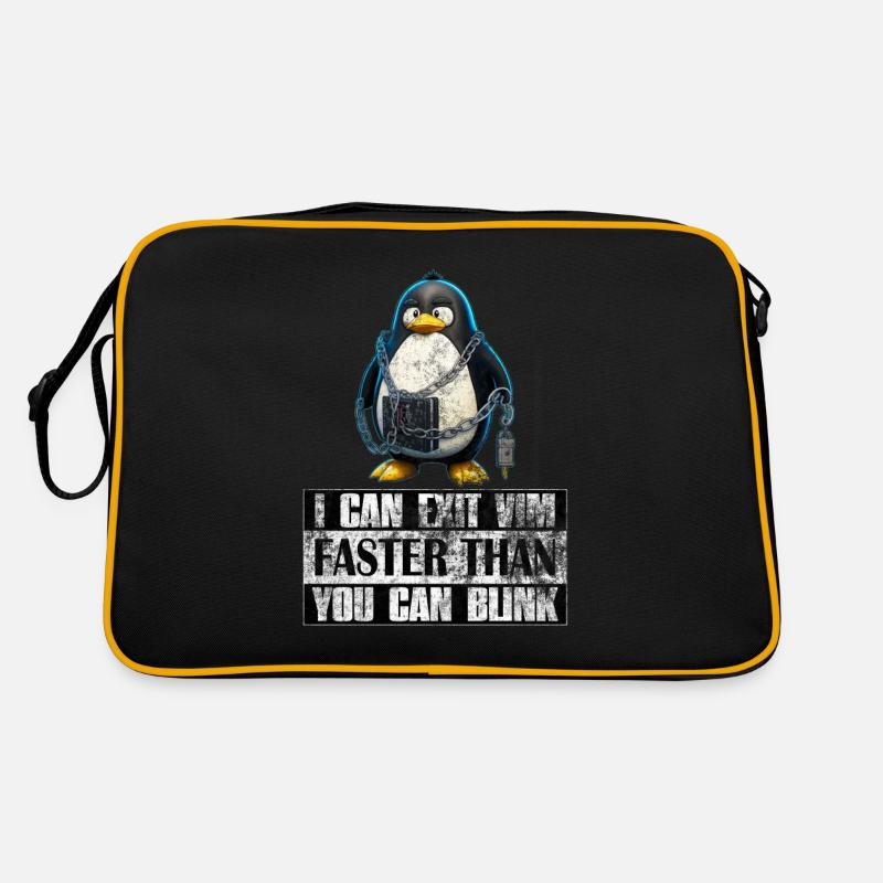 I Can Exit VIM Faster Than You Can Blink Linux - Retro Tasche - Schwarz/Gold