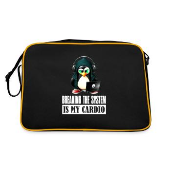 Breaking The System is My Cardio for Hackers and - Retro Tasche - Schwarz/Gold - Hinten