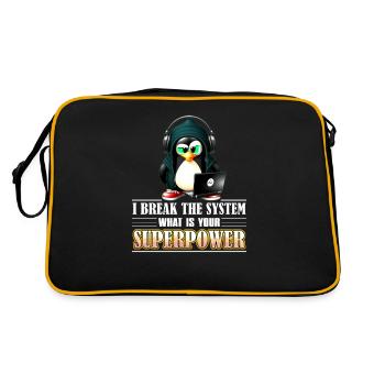 I Break The System What Is Your Superpower for - Retro Tasche - Schwarz/Gold - Hinten