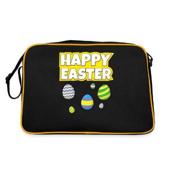 Happy Easter Cute Funny Easter Ostern Rabbit - Retro Bag - black/gold - Back