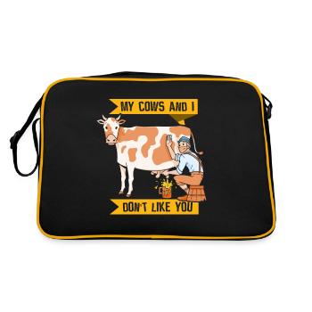 Mes vaches et je ne t’aime pas Vache laitière Vache - Sac Retro - noir/or - Dos