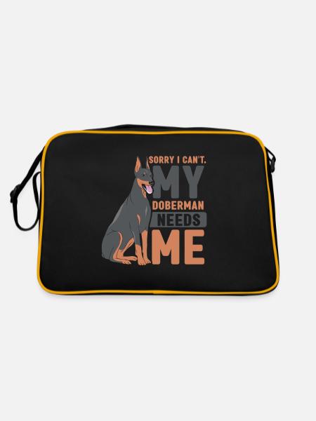 Can't my Doberman needs me Doberman - Retro Bag - black/gold - Back