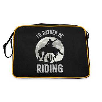 Ich Würde Lieber Reiten Reiterhof Reiter Pferd - Retro Tasche - Schwarz/Gold - Hinten