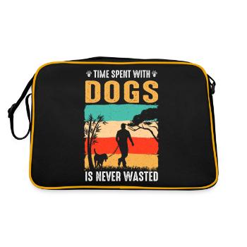 Mit Hunden verbrachte Zeit ist nie vergeudet - Retro Tasche - Schwarz/Gold - Hinten