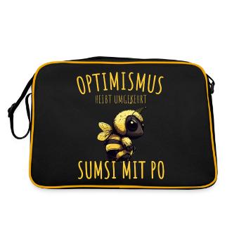 Optimismus Sumsi mit Po Imker Honig Biene - Retro Tasche - Schwarz/Gold - Hinten