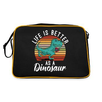 Dinosaur Gift Dino Lover Gift - Retro Bag - black/gold - Back