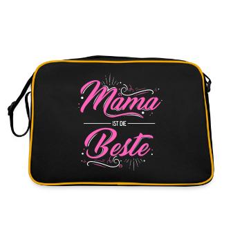 Mutter Muttertag Spruch Lieblingsmama Liebe zur Ma - Retro Tasche - Schwarz/Gold - Hinten