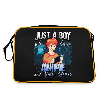 Anime Otaku Weeb - Retro Tasche - Schwarz/Gold - Hinten