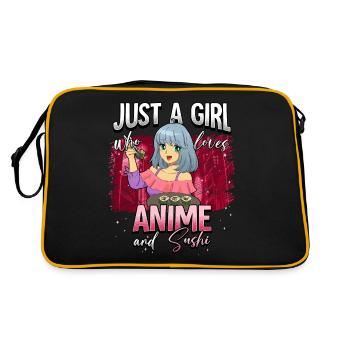 Anime Otaku Weeb - Retro Tasche - Schwarz/Gold - Hinten