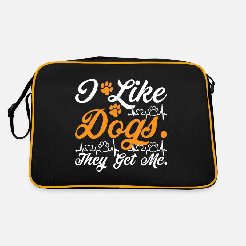Ich mag Hunde, sie mögen mich - orange und weiß Retro Tasche