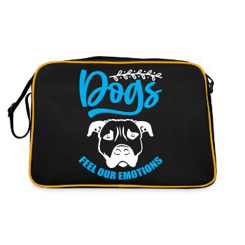 Les chiens ressentent nos sentiments - bleu et blanc - Sac Retro - noir/or - Dos