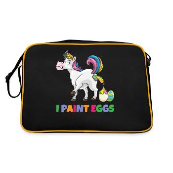 I Paint Eggs Funny Easter Unicorn Easter Eggs - Retro Tasche - Schwarz/Gold - Hinten