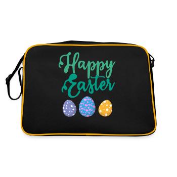 Happy Easter Funny Easter Rabbit Easter Eggs - Retro Tasche - Schwarz/Gold - Hinten
