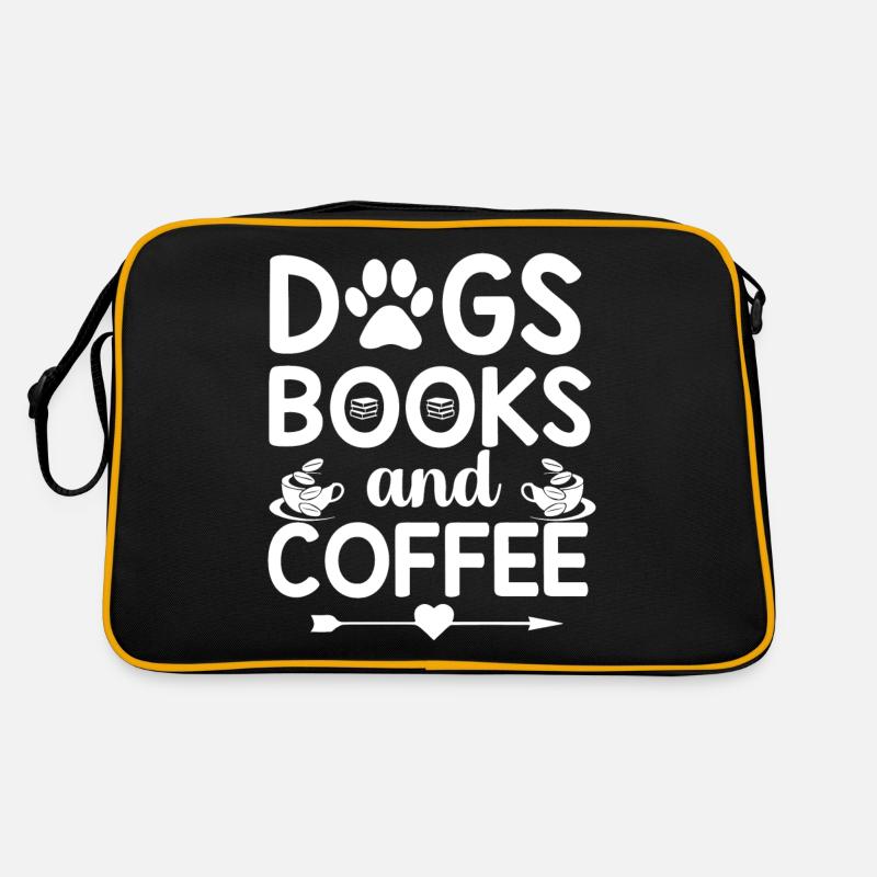Hundebücher und Kaffee - Herz und Pfeil Retro Tasche