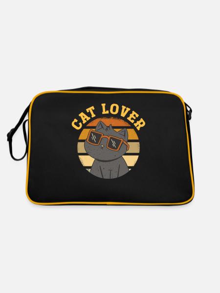 Cat Lovers Cute Cat Pet Cats - Retro Bag - black/gold - Back